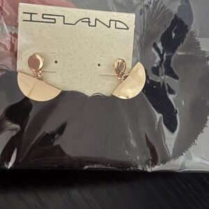 Fan earrings black and Gold Half-Moon Earrings